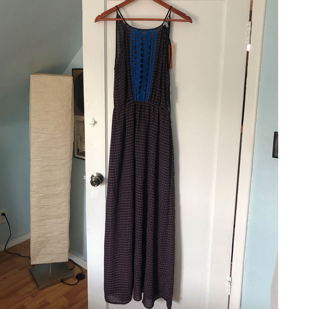 NWT Blue Embroidered Maxi Dress